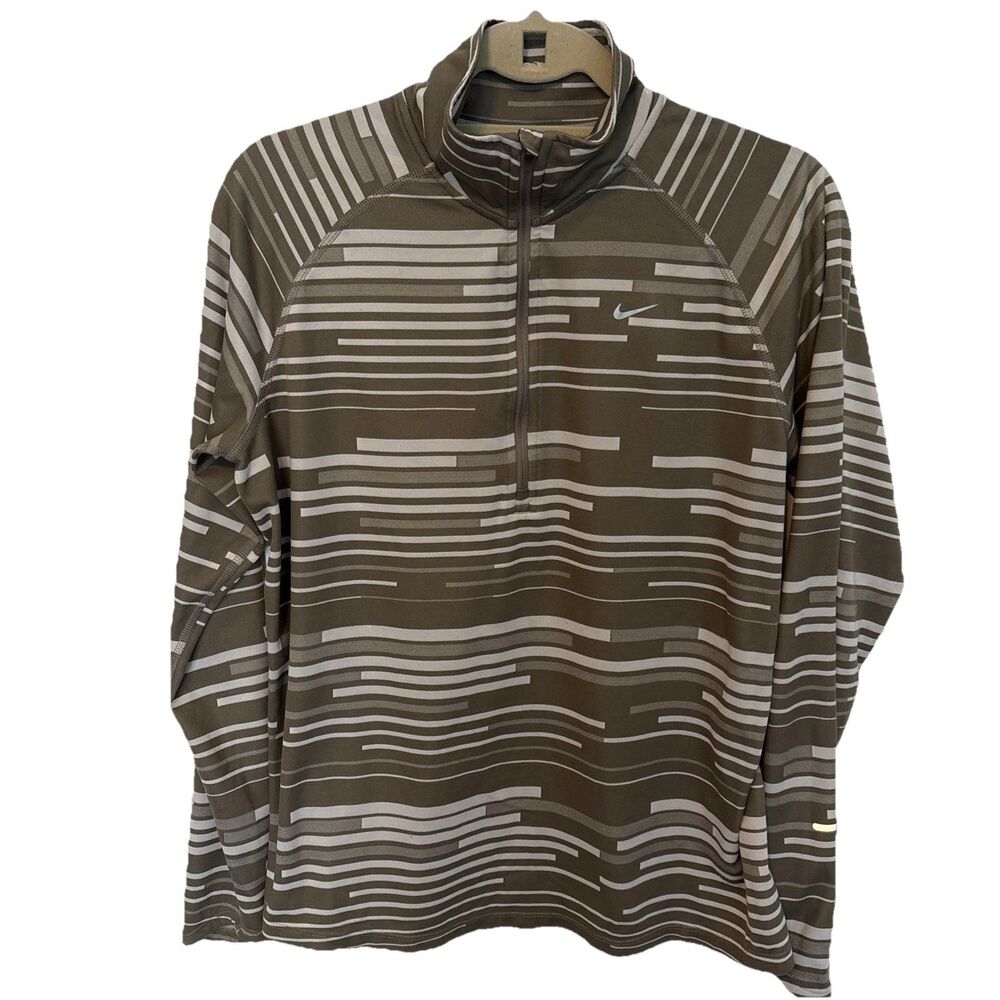 Nike Stripe Element Thermal Jacquard 1/2 Zip Running Pullover Gray Women's Sz XL